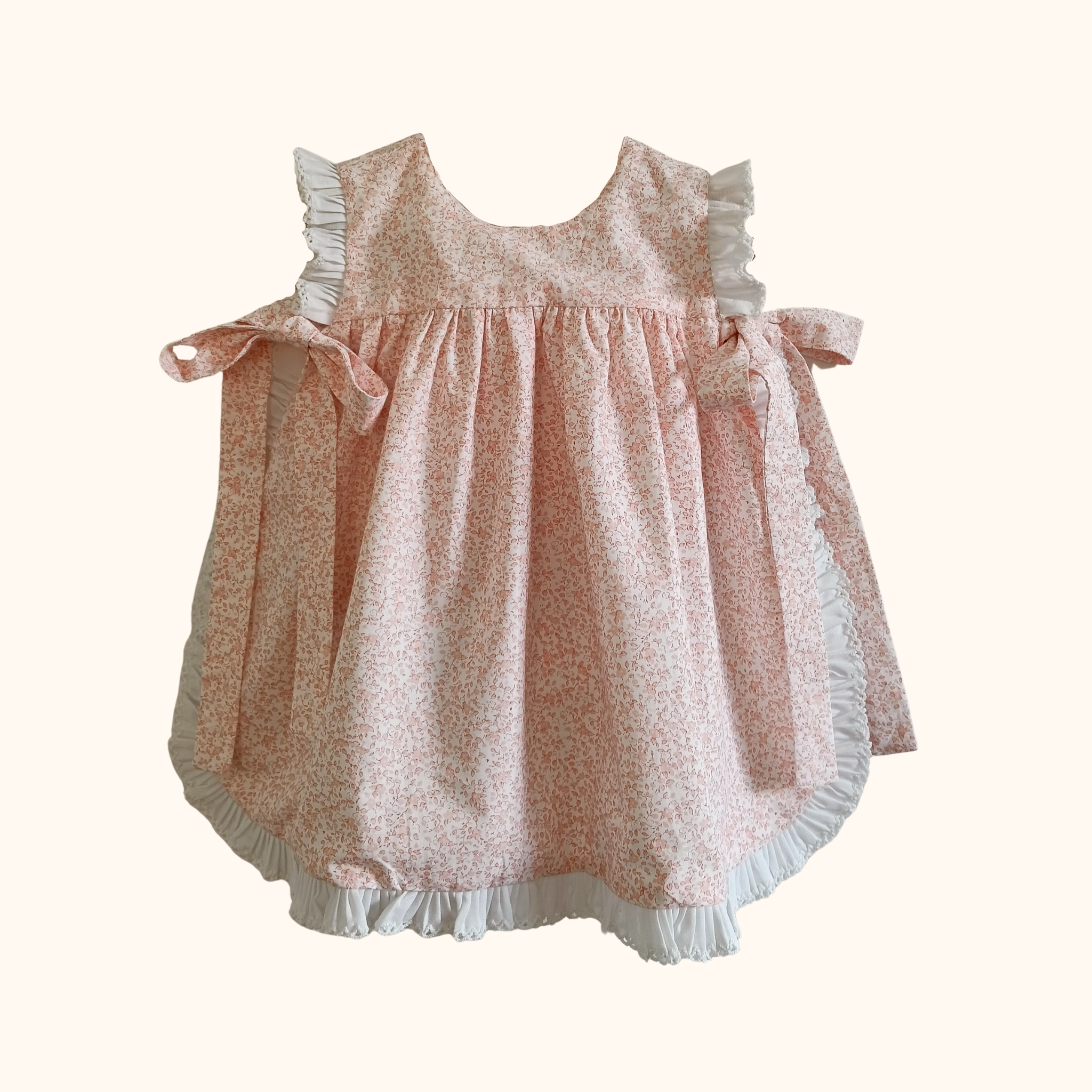 Vestido Pastora rosa y blanco